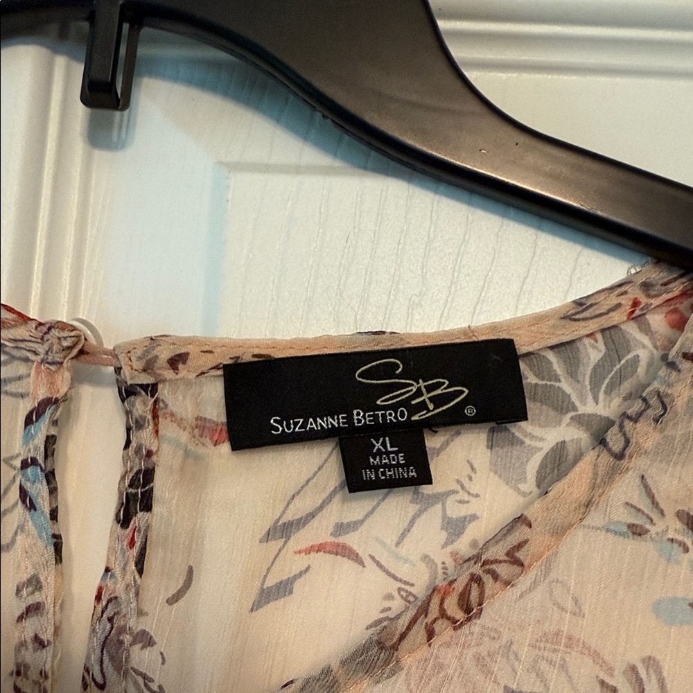 Suzanne Betro Floral Ruffle Blouse XL - Picture 5 of 8